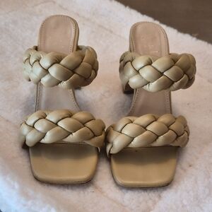 Braided Strap Tan Heels